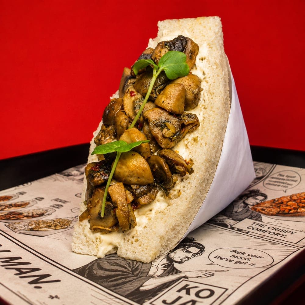 Mushroom Melt sando, close up